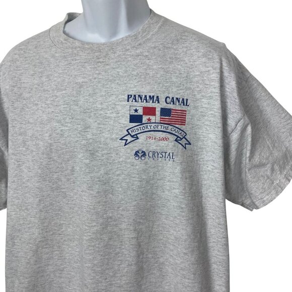 Vintage Panama Canal History T Shirt Delta Crystal Cruises Gray - Picture 7 of 7